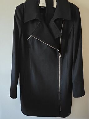 Women's Black Belted Wrap Coat - Classic Outerwear